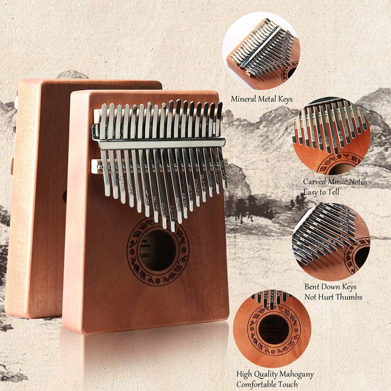 Ubblove Kalimba Thumb Piano 17 Keys Portable Mbira Finger Piano Music Instrument Gifts for Kids and Adults Beginners Thumb Pianos with Tuning Hammer, Finger Covers - Image 2